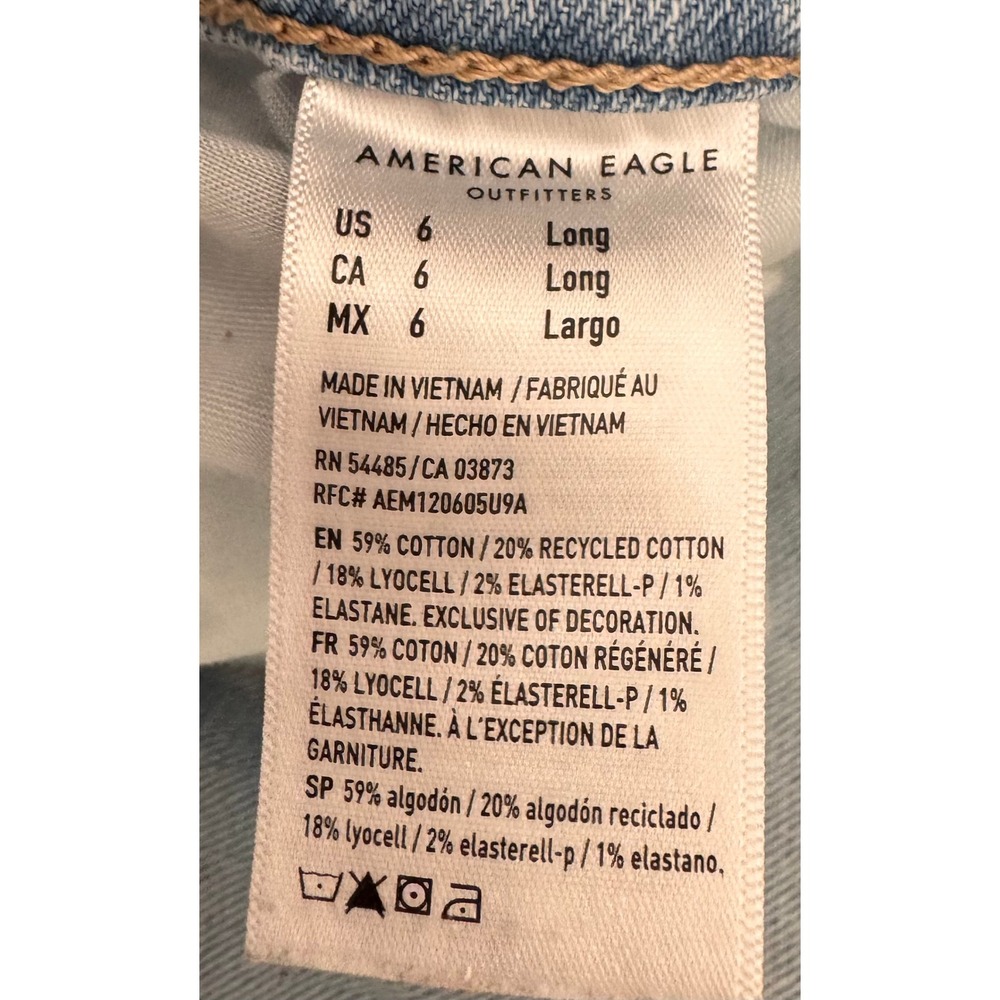 American Eagle Super High Rise Ultra Wide Leg Distressed Light Wash Jeans 6 Long - Picture 2 of 10